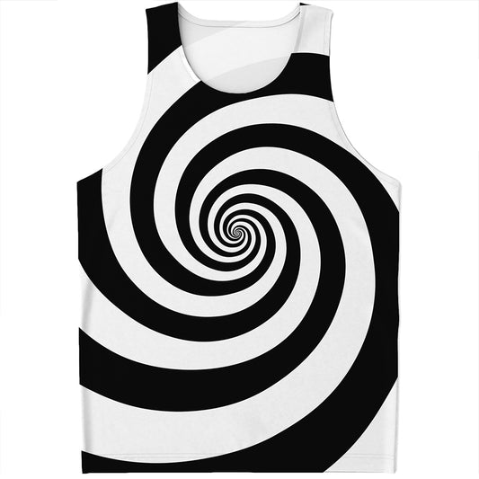 Black And White Spiral Illusion Print Men's Tank Top