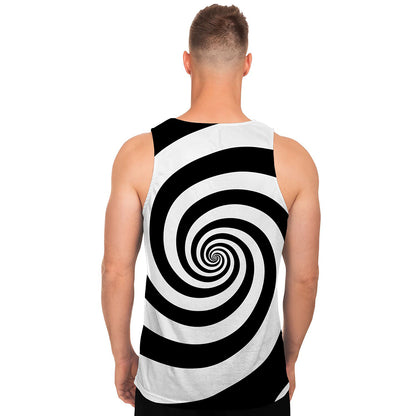 Black And White Spiral Illusion Print Men's Tank Top