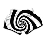 Black And White Spiral Illusion Print Muay Thai Boxing Shorts