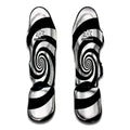 Black And White Spiral Illusion Print Muay Thai Shin Guards