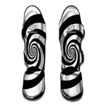 Black And White Spiral Illusion Print Muay Thai Shin Guard