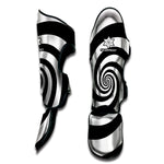 Black And White Spiral Illusion Print Muay Thai Shin Guard