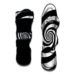 Black And White Spiral Illusion Print Muay Thai Shin Guard