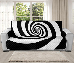 Black And White Spiral Illusion Print Oversized Sofa Protector