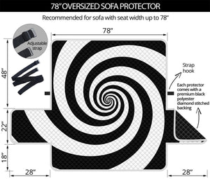 Black And White Spiral Illusion Print Oversized Sofa Protector