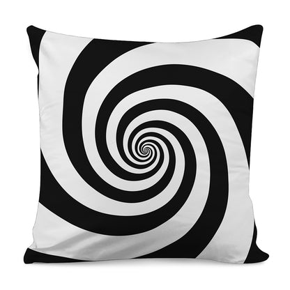 Black And White Spiral Illusion Print Pillow Cover