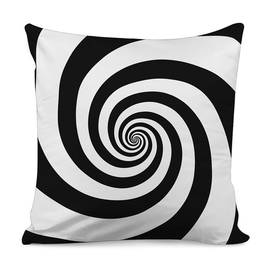 Black And White Spiral Illusion Print Pillow Cover