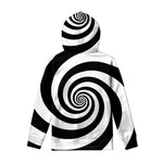 Black And White Spiral Illusion Print Pullover Hoodie