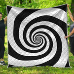 Black And White Spiral Illusion Print Quilt