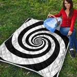 Black And White Spiral Illusion Print Quilt