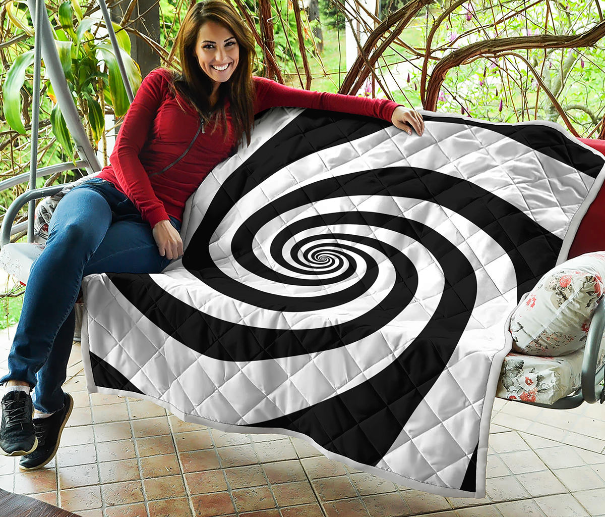 Black And White Spiral Illusion Print Quilt