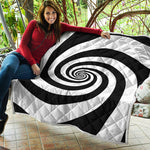 Black And White Spiral Illusion Print Quilt