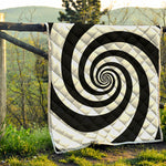 Black And White Spiral Illusion Print Quilt
