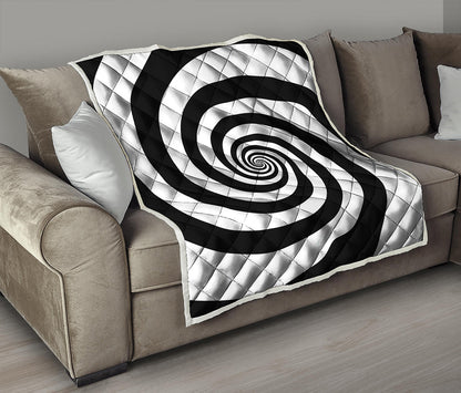 Black And White Spiral Illusion Print Quilt