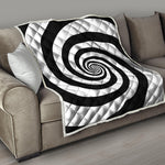 Black And White Spiral Illusion Print Quilt