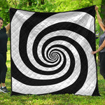 Black And White Spiral Illusion Print Quilt