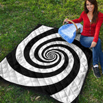 Black And White Spiral Illusion Print Quilt