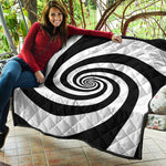 Black And White Spiral Illusion Print Quilt