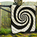Black And White Spiral Illusion Print Quilt