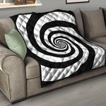 Black And White Spiral Illusion Print Quilt