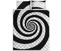 Black And White Spiral Illusion Print Quilt Bed Set