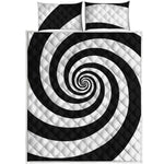 Black And White Spiral Illusion Print Quilt Bed Set