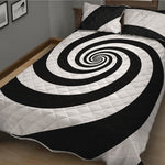 Black And White Spiral Illusion Print Quilt Bed Set