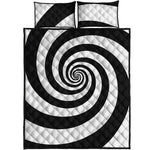 Black And White Spiral Illusion Print Quilt Bed Set