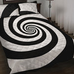 Black And White Spiral Illusion Print Quilt Bed Set