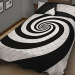 Black And White Spiral Illusion Print Quilt Bed Set