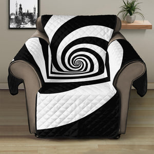 Black And White Spiral Illusion Print Recliner Protector