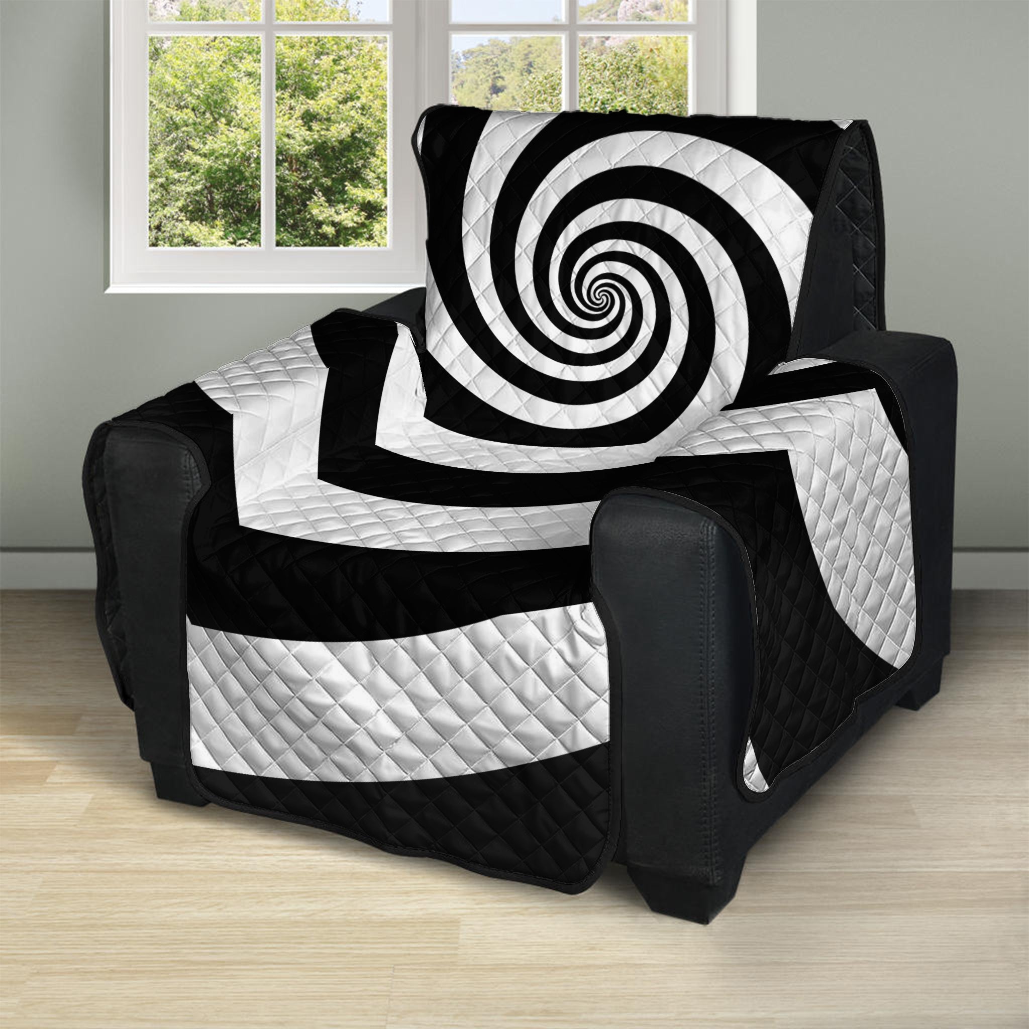 Black And White Spiral Illusion Print Recliner Protector