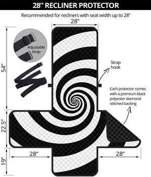 Black And White Spiral Illusion Print Recliner Protector