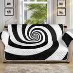 Black And White Spiral Illusion Print Sofa Protector