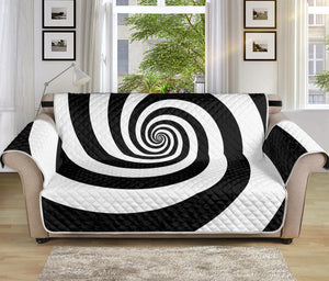 Black And White Spiral Illusion Print Sofa Protector