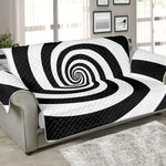 Black And White Spiral Illusion Print Sofa Protector