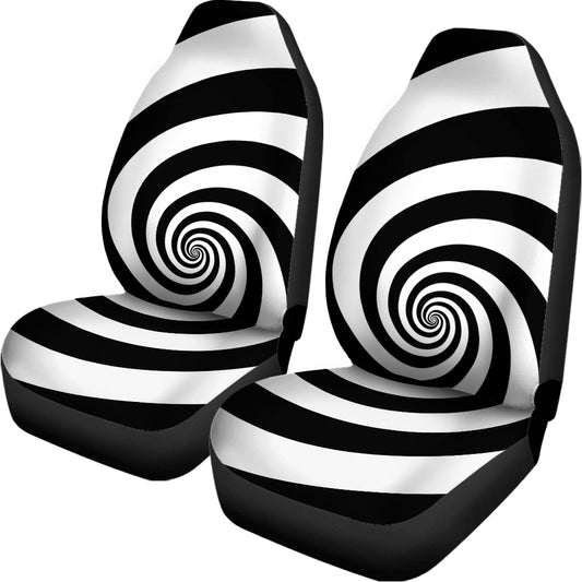 Black And White Spiral Illusion Print Universal Fit Car Seat Covers