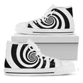 Black And White Spiral Illusion Print White High Top Sneakers