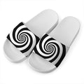 Black And White Spiral Illusion Print White Slide Sandals