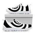 Black And White Spiral Illusion Print White Running Shoes
