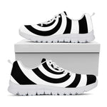 Black And White Spiral Illusion Print White Sneakers