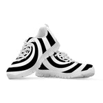 Black And White Spiral Illusion Print White Sneakers