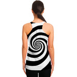 Black And White Spiral Illusion Print Women's Racerback Tank Top