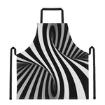 Black And White Spiral Twist Illusion Print Apron