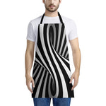 Black And White Spiral Twist Illusion Print Apron
