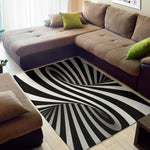 Black And White Spiral Twist Illusion Print Area Rug