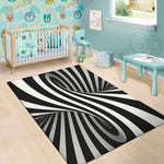 Black And White Spiral Twist Illusion Print Area Rug