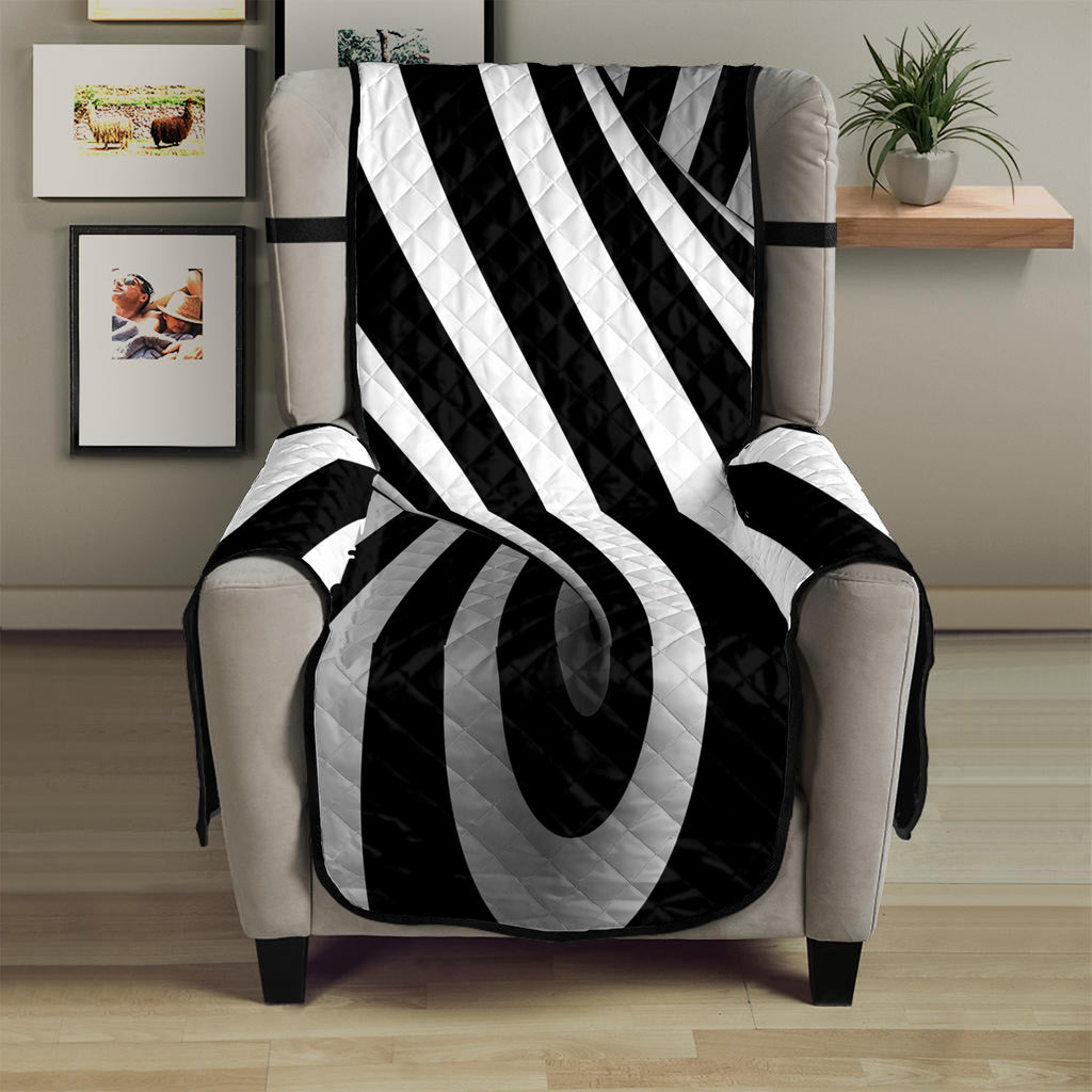 Black And White Spiral Twist Illusion Print Armchair Protector