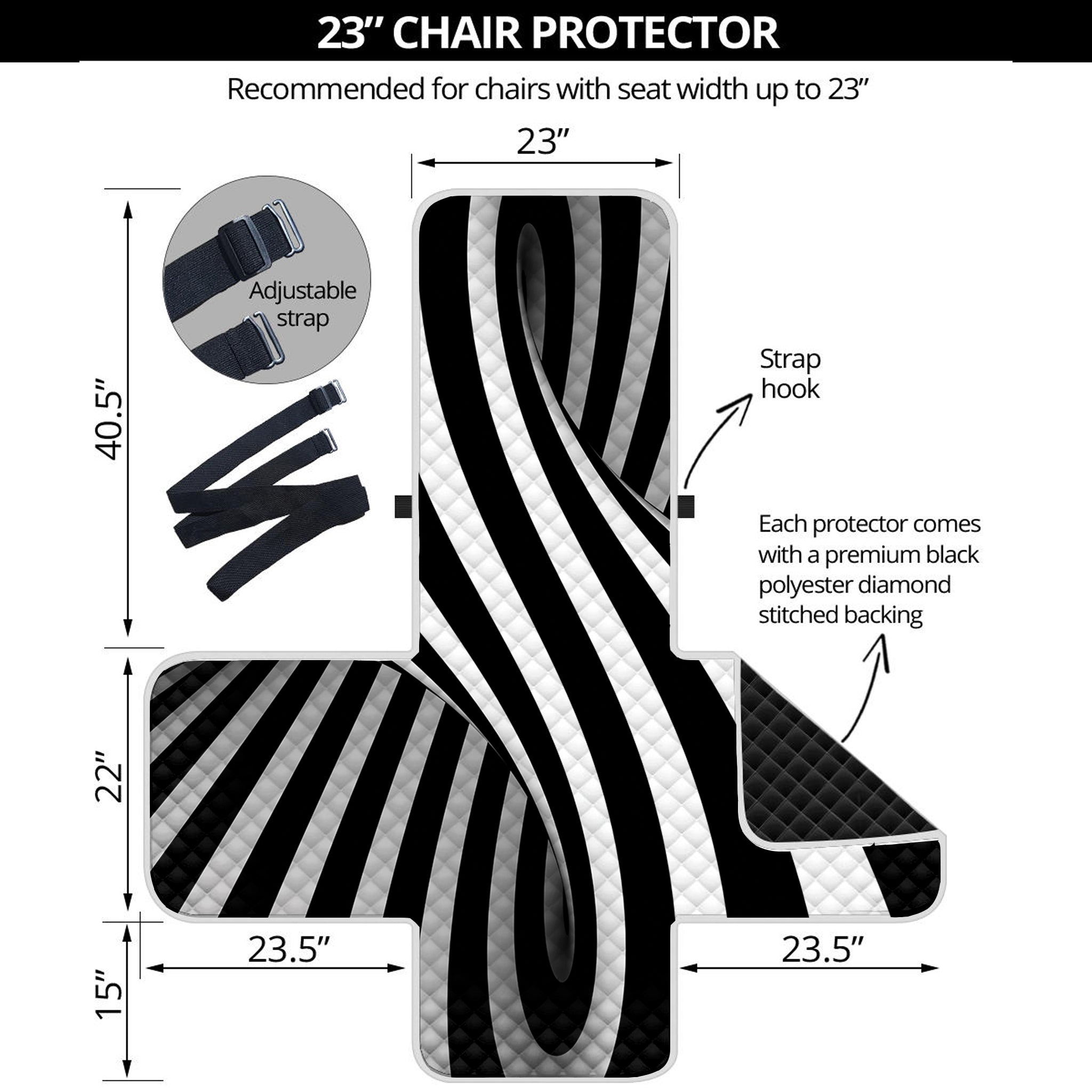 Black And White Spiral Twist Illusion Print Armchair Protector