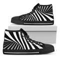 Black And White Twist Illusion Print Black High Top Sneakers